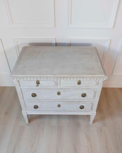 Swedish Gustavian Period Painted Three Drawer Chest with Dentil Molding