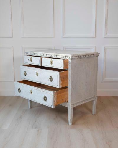 Swedish Gustavian Period Painted Three Drawer Chest with Dentil Molding