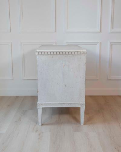 Swedish Gustavian Period Painted Three Drawer Chest with Dentil Molding