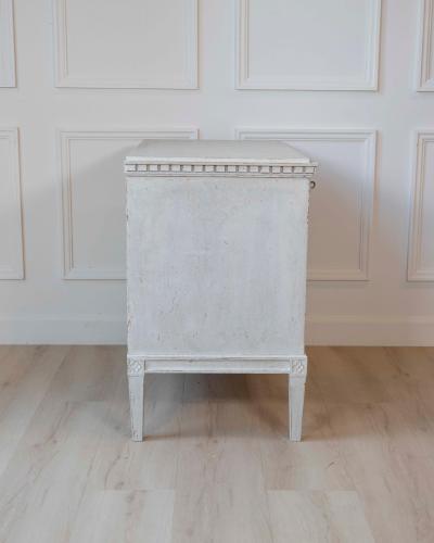 Swedish Gustavian Period Painted Three Drawer Chest with Dentil Molding