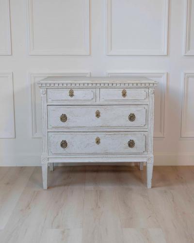 Swedish Gustavian Period Painted Three Drawer Chest with Dentil Molding