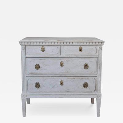 Swedish Gustavian Period Painted Three Drawer Chest with Dentil Molding