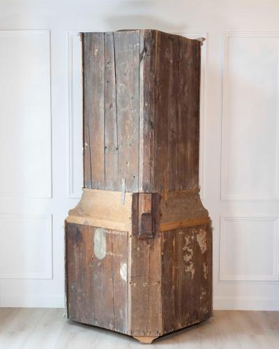 Swedish Gustavian Period Two Part Corner Cabinet with Original Paint Late 18th