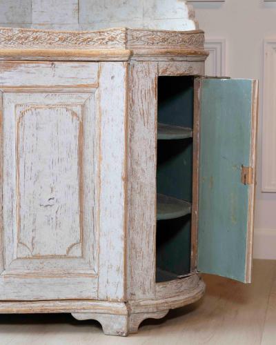 Swedish Gustavian Period Two Part Corner Cabinet with Original Paint Late 18th