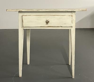 Swedish Gustavian Single Drawer Stand Table or Nightstand Paint Decorated