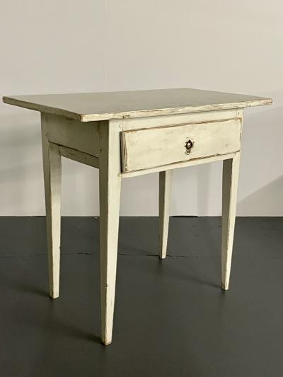 Swedish Gustavian Single Drawer Stand Table or Nightstand Paint Decorated