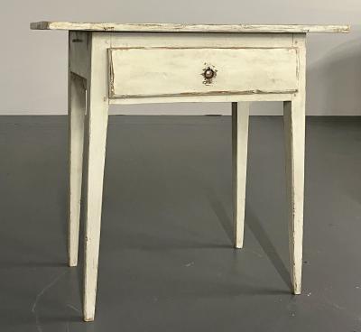 Swedish Gustavian Single Drawer Stand Table or Nightstand Paint Decorated