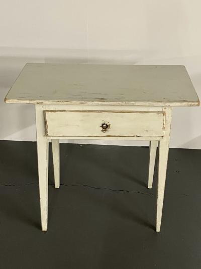 Swedish Gustavian Single Drawer Stand Table or Nightstand Paint Decorated