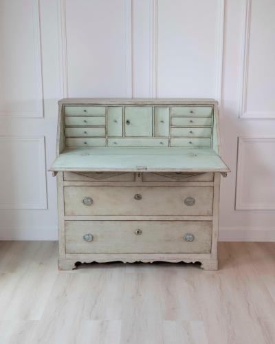 Swedish Gustavian Slant Front Secretary in Original Cream Paint 19th Century