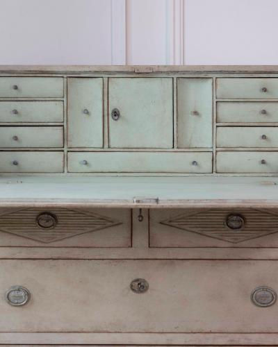 Swedish Gustavian Slant Front Secretary in Original Cream Paint 19th Century