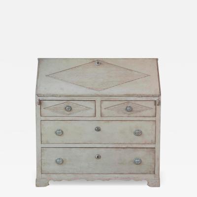 Swedish Gustavian Slant Front Secretary in Original Cream Paint 19th Century