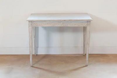 Swedish Gustavian Style 1850s Painted Console Table with Carved Guilloche Frieze