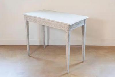 Swedish Gustavian Style 1850s Painted Console Table with Carved Guilloche Frieze