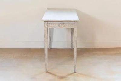 Swedish Gustavian Style 1850s Painted Console Table with Carved Guilloche Frieze