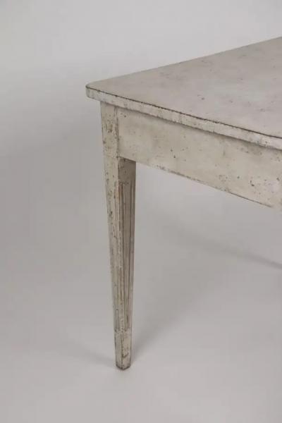 Swedish Gustavian Style 1850s Painted Desk with Single Drawer and Tapered Legs