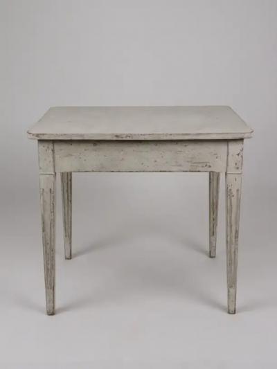 Swedish Gustavian Style 1850s Painted Desk with Single Drawer and Tapered Legs