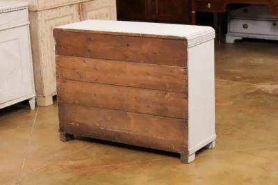 Swedish Gustavian Style 1860s Painted Three Drawer Chest with Greek Key Frieze