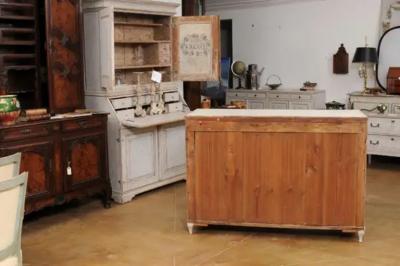 Swedish Gustavian Style 1870s Painted Wood Sideboard with Doors and Drawers