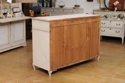 Swedish Gustavian Style 1870s Painted Wood Sideboard with Doors and Drawers