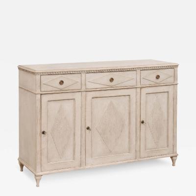 Swedish Gustavian Style 1870s Painted Wood Sideboard with Doors and Drawers
