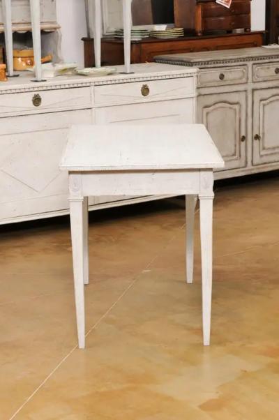 Swedish Gustavian Style 1880s Painted Wood Table with Carved Rosettes and Beads