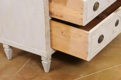 Swedish Gustavian Style 1880s Three Drawer Painted Chest with Carved D cor
