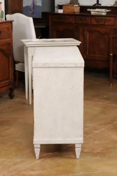 Swedish Gustavian Style 1880s Three Drawer Painted Chest with Carved D cor