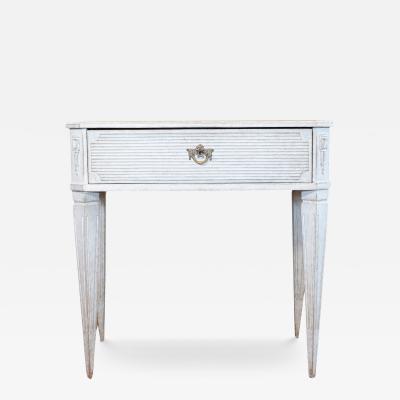 Swedish Gustavian Style 1890s Light Gray Painted Console Table with Drawer