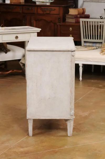 Swedish Gustavian Style 1900s Painted Three Drawer Chest with Diamond Motifs