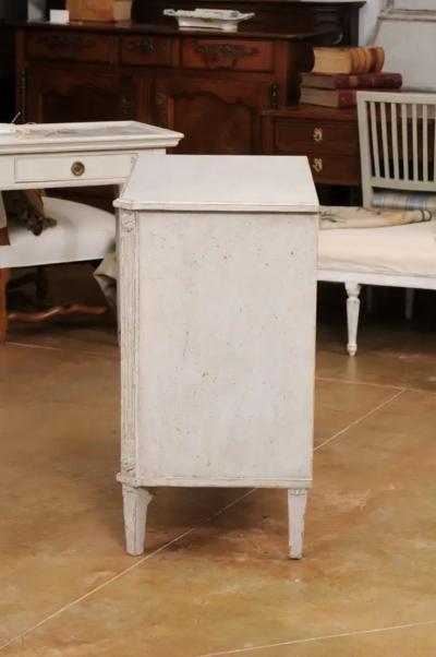 Swedish Gustavian Style 1900s Painted Three Drawer Chest with Diamond Motifs