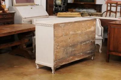 Swedish Gustavian Style 19th Century Painted Sideboard with Carved Motifs