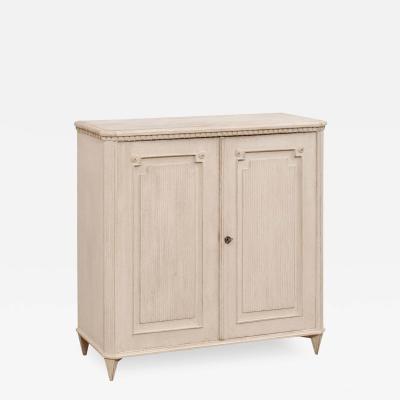 Swedish Gustavian Style 19th Century Painted Sideboard with Carved Reeded Doors