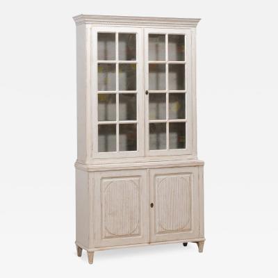 Swedish Gustavian Style 19th Century Painted Vitrine with Glass Doors