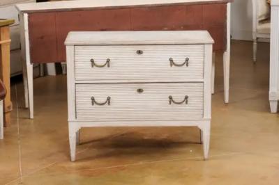 Swedish Gustavian Style 19th Century Painted Wood Chest with Reeded Accents