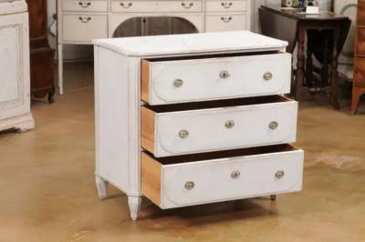 Swedish Gustavian Style 19th Century Three Drawer Chest with Marbleized Top