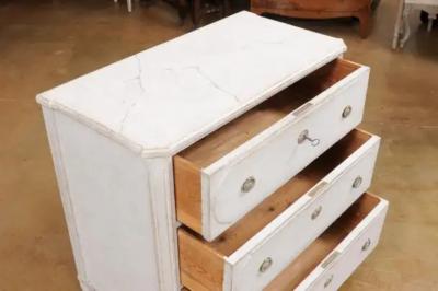 Swedish Gustavian Style 19th Century Three Drawer Chest with Marbleized Top