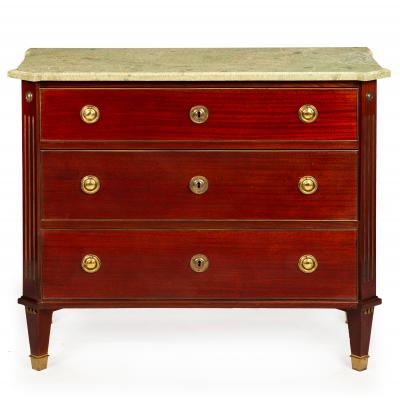 Swedish Gustavian Style Antique Mahogany Chest of Drawers Commode