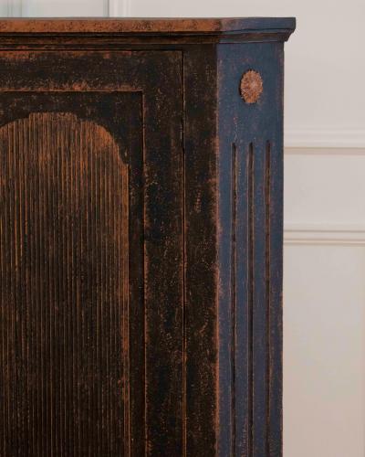 Swedish Gustavian Style Black Corner Cabinet with Celadon Interior Circa 1840