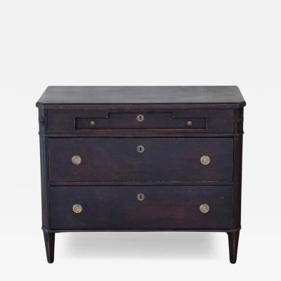 Swedish Gustavian Style Black Painted Chest of Drawers circa 1900 1910