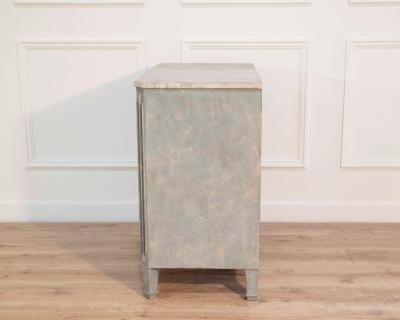 Swedish Gustavian Style Blue Chest of Drawers with Faux Marble Top 1890 1899