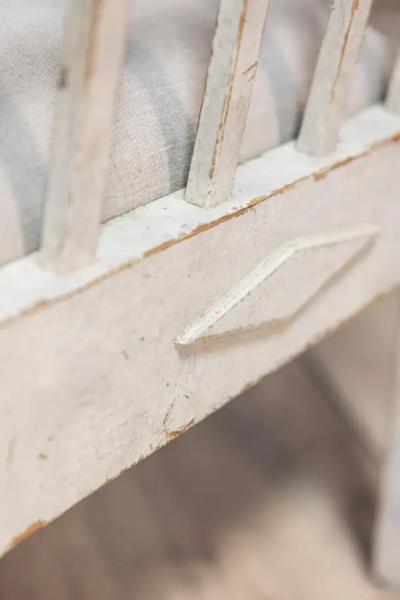 Swedish Gustavian Style Gray Painted Sofa Bench with Raised Diamond Motifs