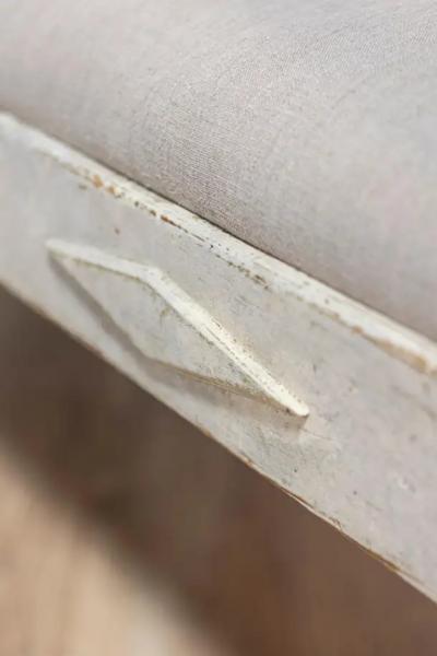 Swedish Gustavian Style Gray Painted Sofa Bench with Raised Diamond Motifs