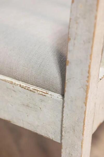 Swedish Gustavian Style Gray Painted Sofa Bench with Raised Diamond Motifs