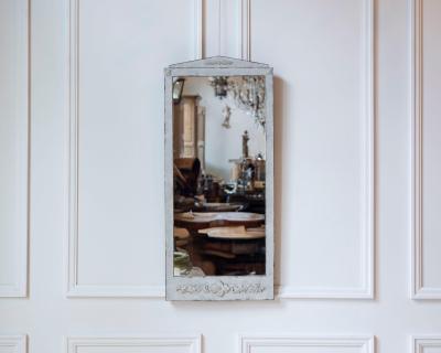 Swedish Gustavian Style Mirror in Light Sand Patina circa 1920