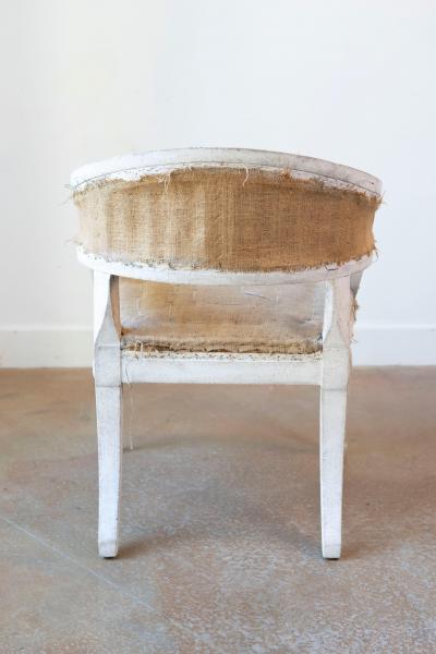 Swedish Gustavian Style Painted Tub Chair with Carved Campanula Friezes