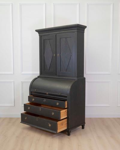 Swedish Gustavian Style Roll Top Secretary Cabinet