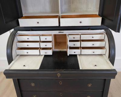 Swedish Gustavian Style Roll Top Secretary Cabinet