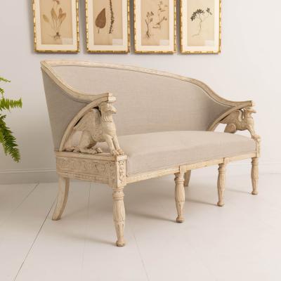 Swedish Gustavian Style Sofa with Griffin Carvings in Original Paint
