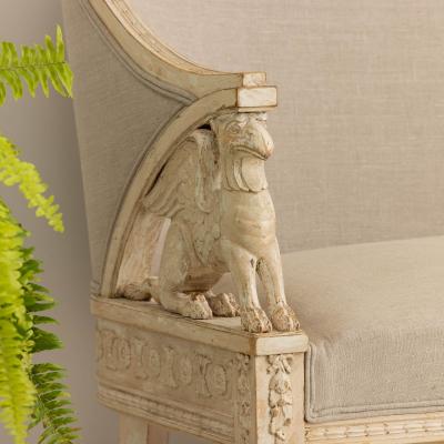 Swedish Gustavian Style Sofa with Griffin Carvings in Original Paint