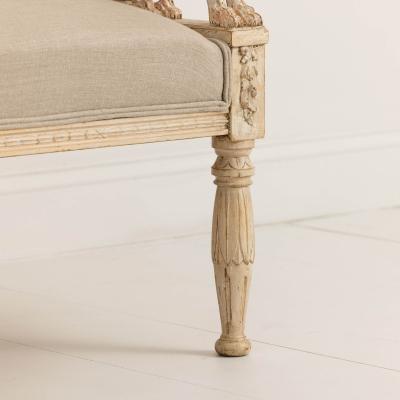 Swedish Gustavian Style Sofa with Griffin Carvings in Original Paint